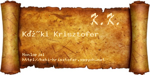 Kéki Krisztofer névjegykártya